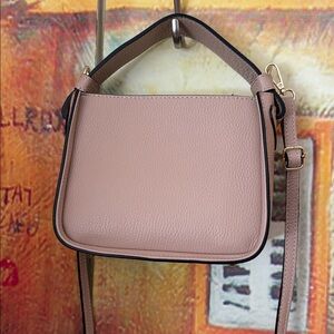 Genuine Italian Pebble Leather Blush Top-Handle Crossbody Bag